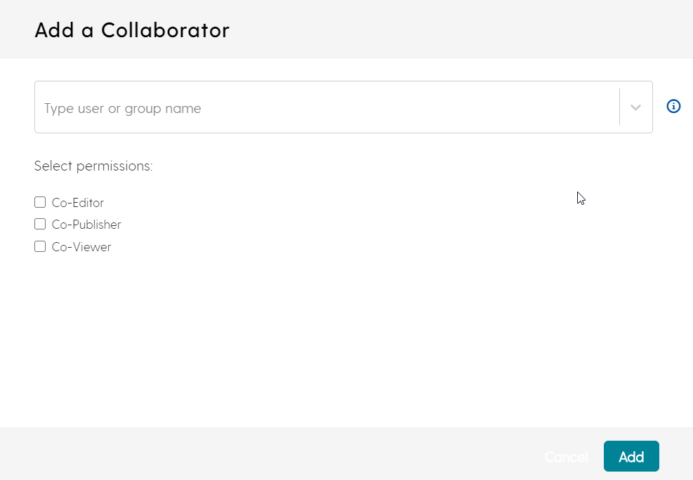 screenshot for adding a collaborator to a media file in My Media