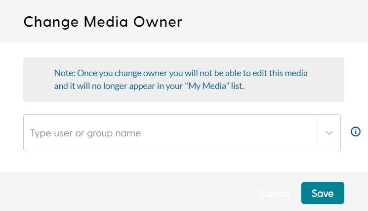 screenshot for changing a media owner in My Media