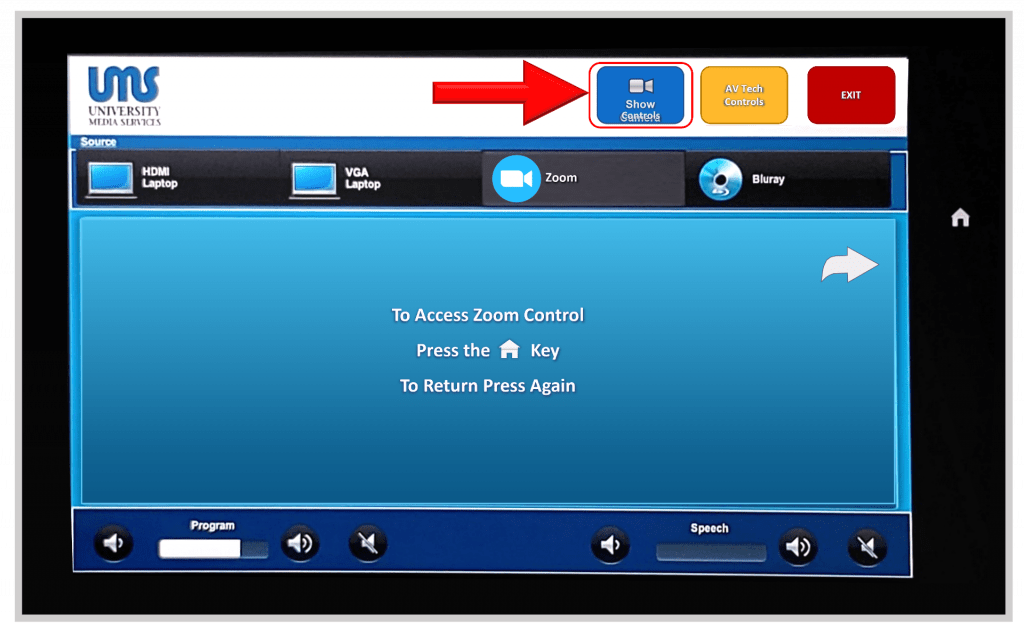 Image of Controller Screen: Show Camera Controls button