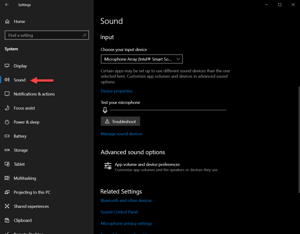 screenshot showing microphone settings in Windows